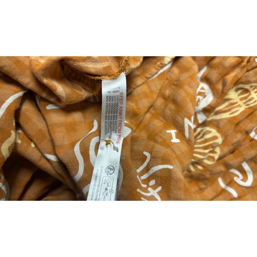 Anthropologie Dress Small Brown Lobster Martini Tier Midi V Shift 3/4 Boho EUC - Picture 9 of 11